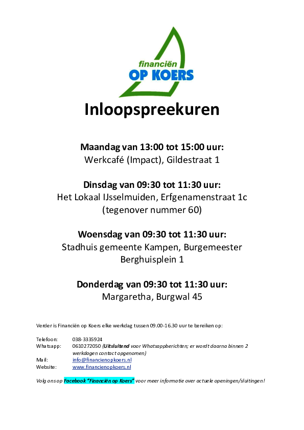 Poster inloopspreekuren finok